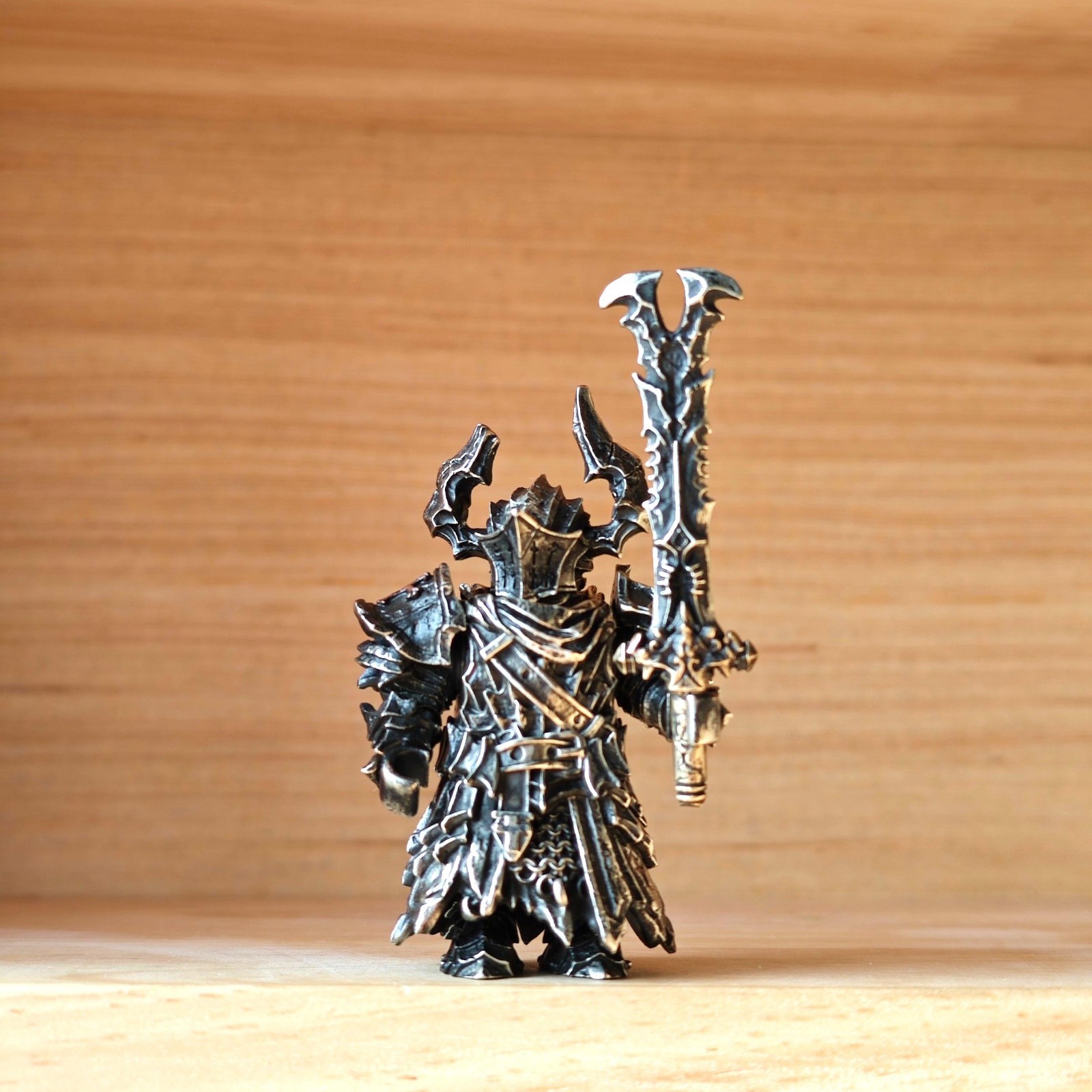 Black Knight Figurine Arnaud Raine, Handcrafted White Bronze Crusader Knight