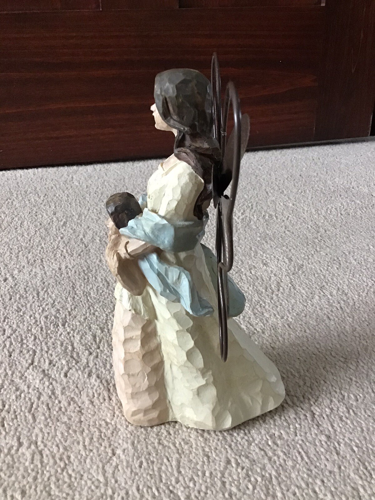 Mother and Daughter Plastic Resin 7 1/4″ Figurine with Metal Butterfly Wings