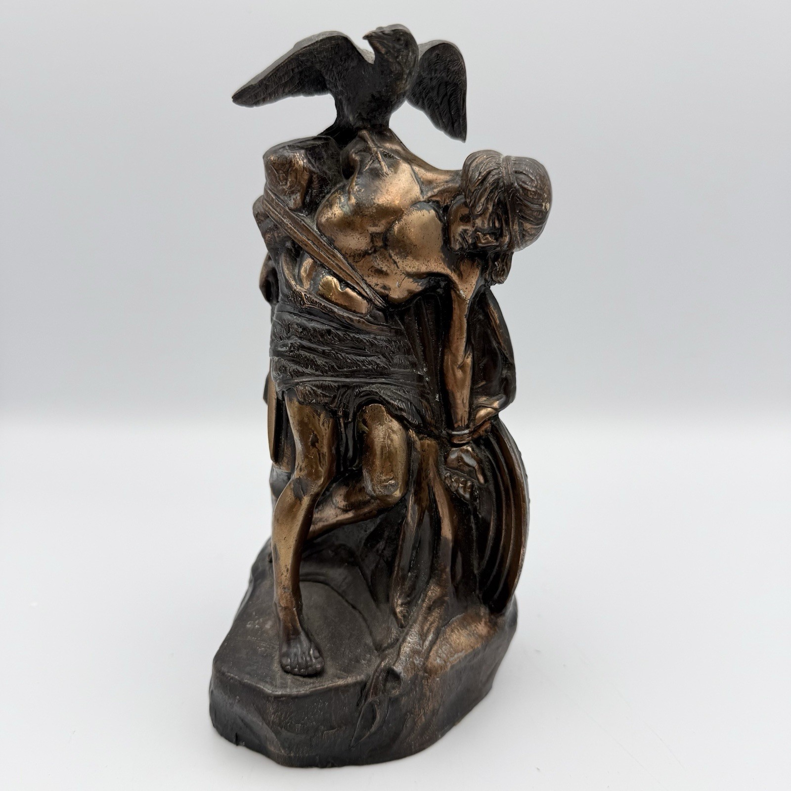 Vtg Metal Sculpture Dying of Cuchulain Irish Folklore Oliver Sheppard 7.5” Tall