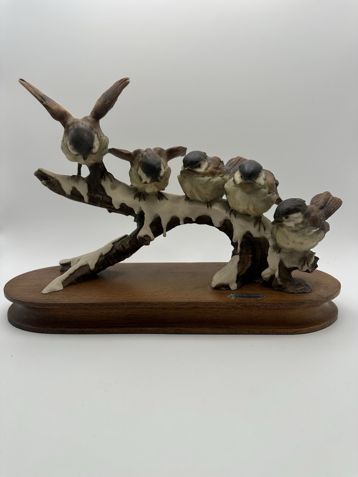 Giuseppe Armani “Sparrows On Snow Branch” Vintage Collectible Decor Sculpture