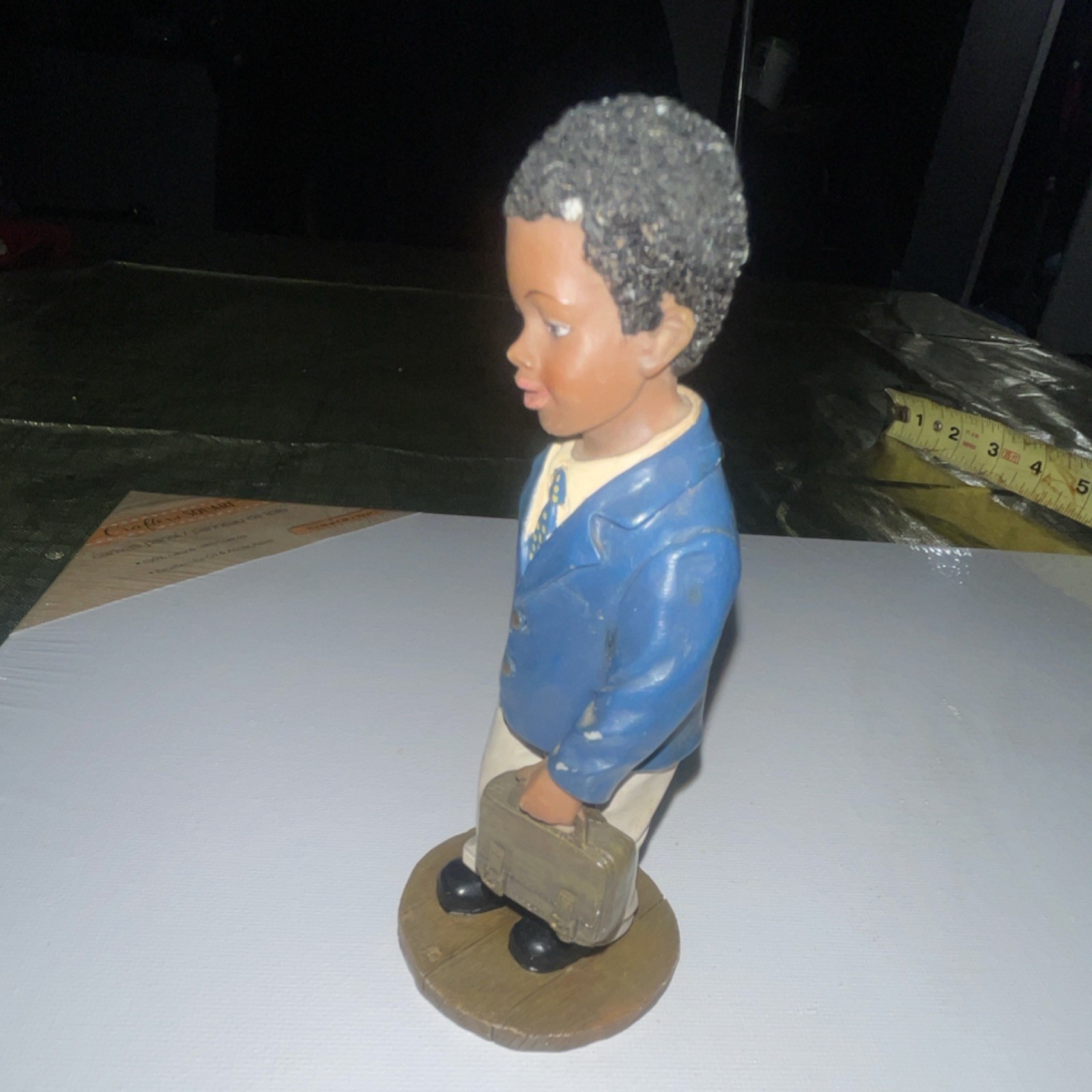 Young’s Resin Businessman Figurine Blue Beige Brown Black Hand Painted Sculpture