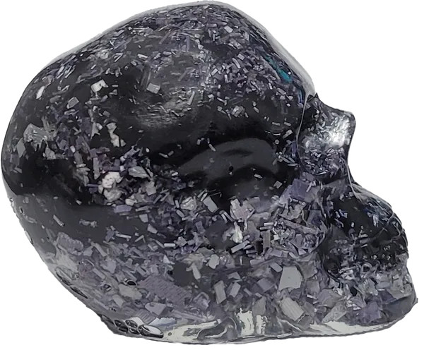 Silver & Black Human Skull Figurine/Home Decor/Gifts/Edgy Chic/Glam Rock/Holiday