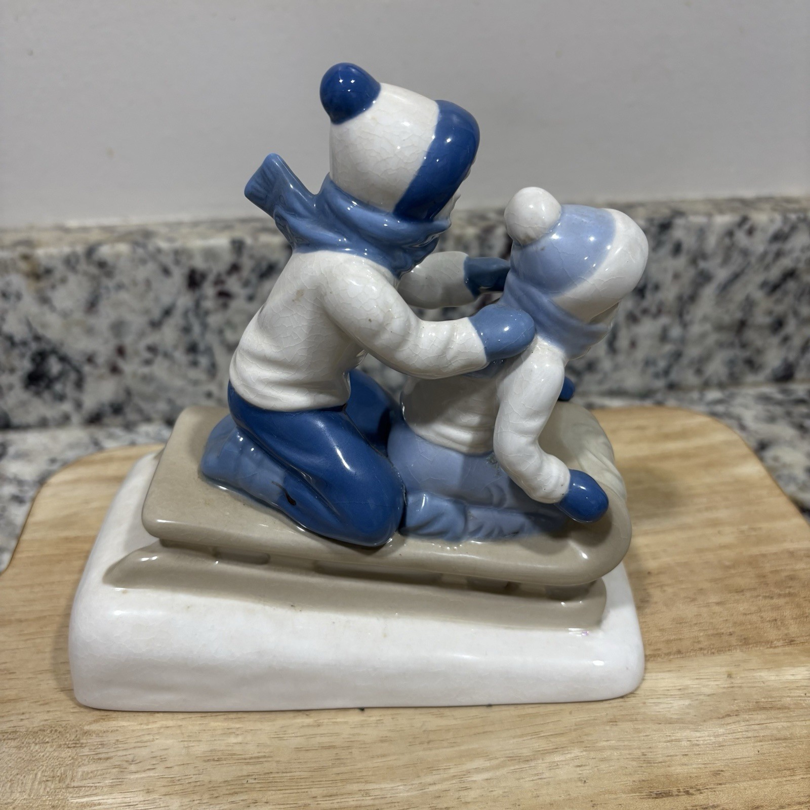 Paul Sebastian 1992 VTG Children Sledding Figurine – Lladro Porcelain- Glossy