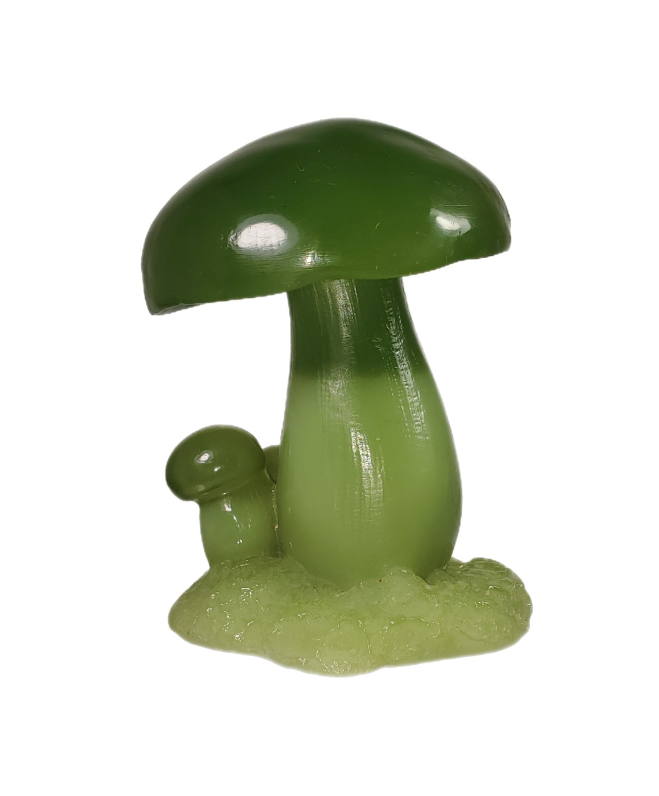 70s MCM Wony Ltd Italy Faux Jade Mushroom Handcarved Resin Figurine Home Decor