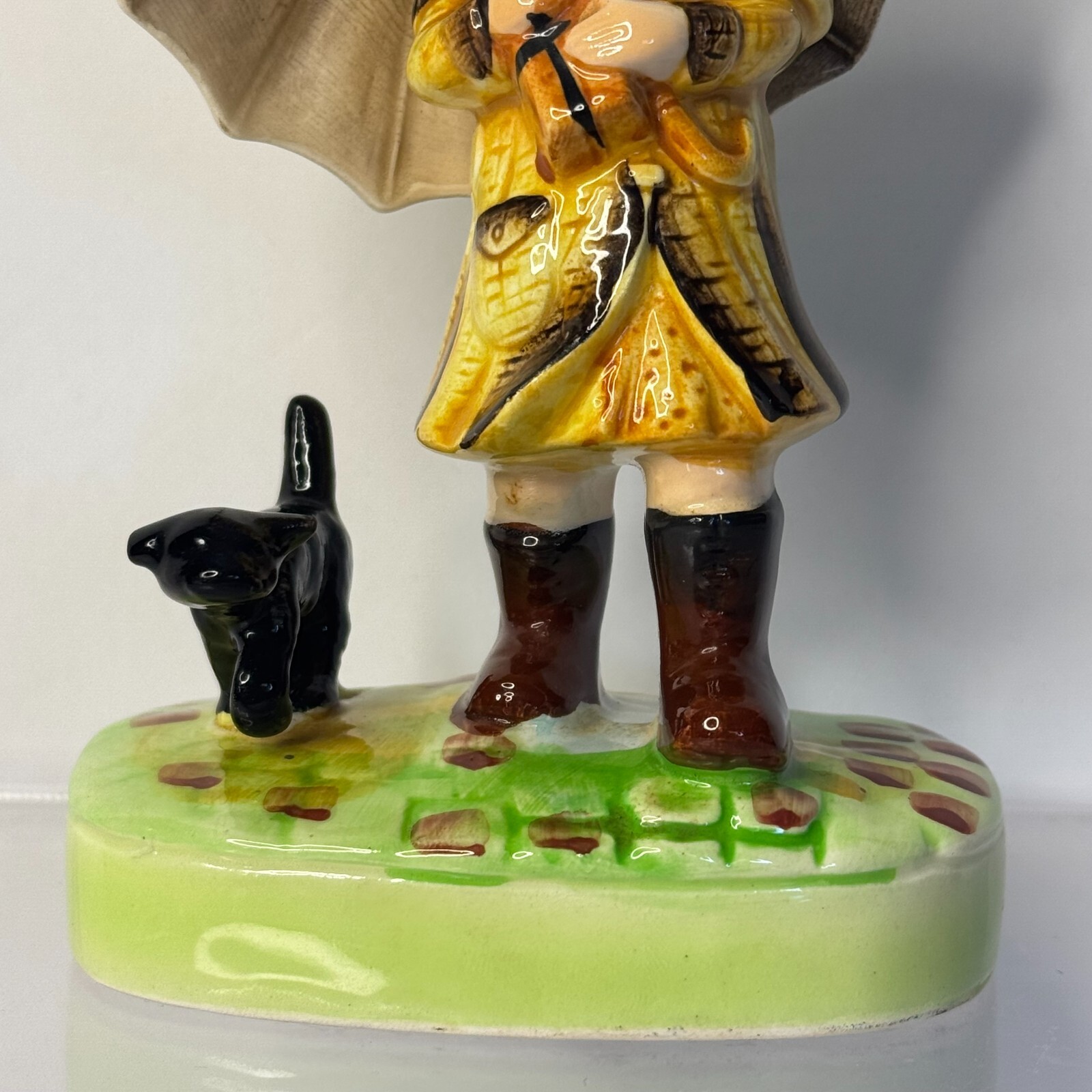 Vtg American Greetings Porcelain Ceramic 6″ Corp Girl with Umbrella Dog Figurine