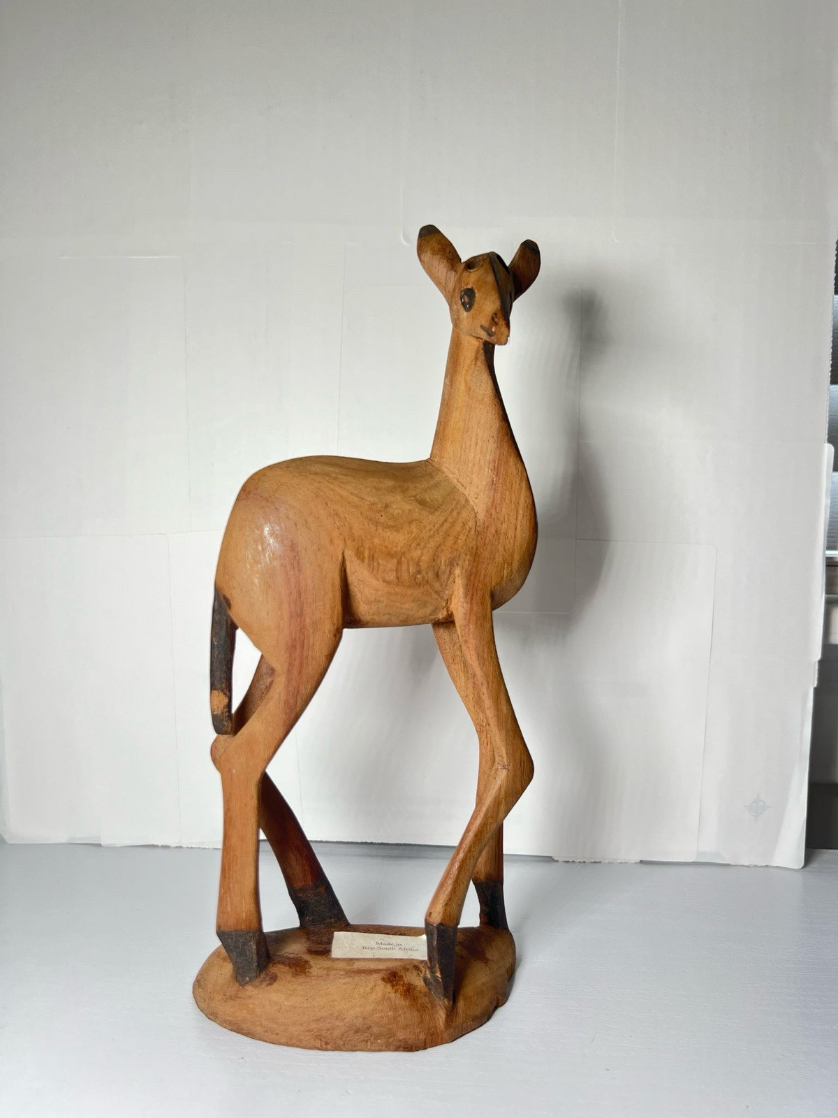 Hand Carved Wooden Antelope Gazelle Deer South Africa Figure Vintage 10” Y493A