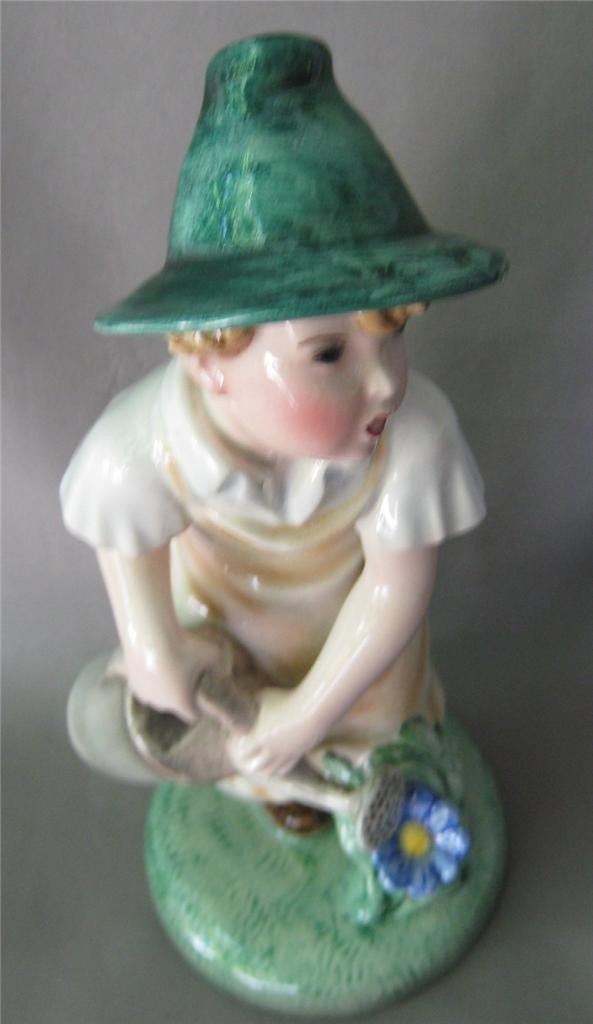 Original Keramos Dakon Glass Porcelain Boy Gardener Figurine Austria Vienna