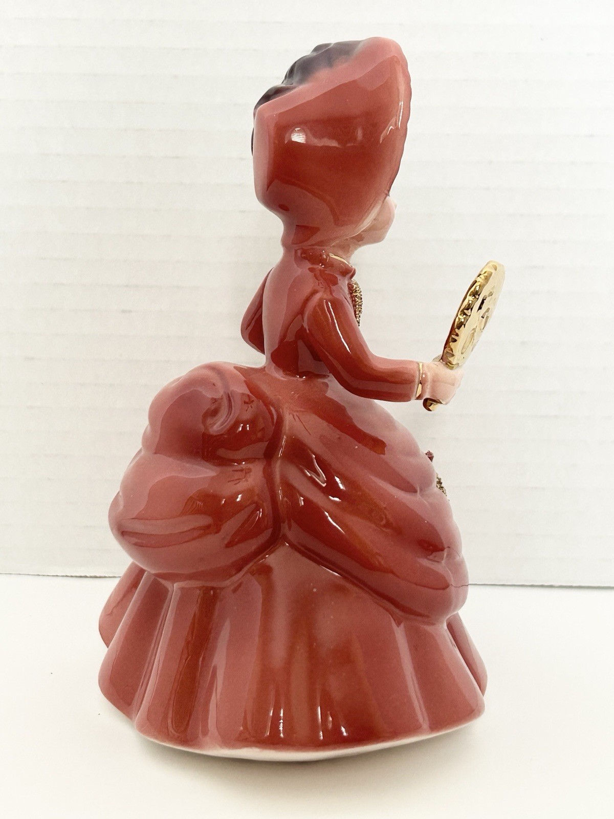 Josef Originals Make Believe Series – Maroon Roses Feather Hat & Gold Mirror