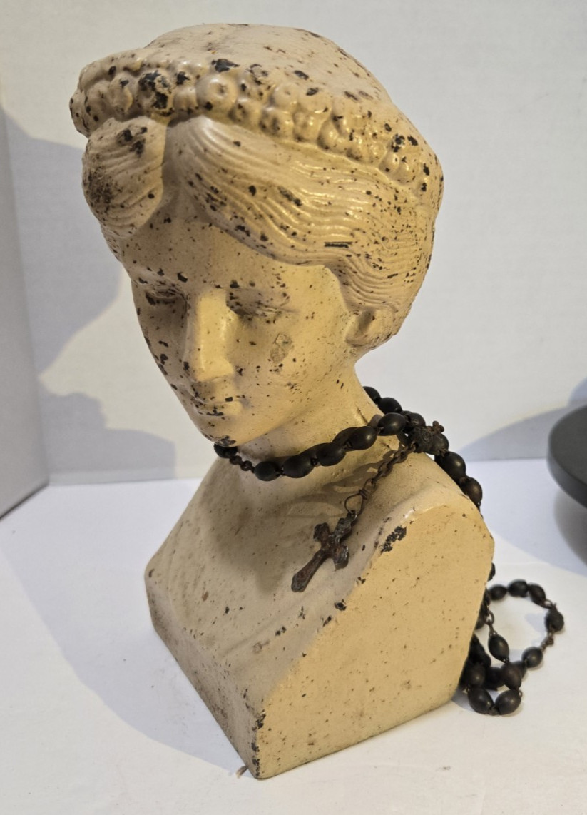 Antique Cast Iron Bust Art Nouveau Woman