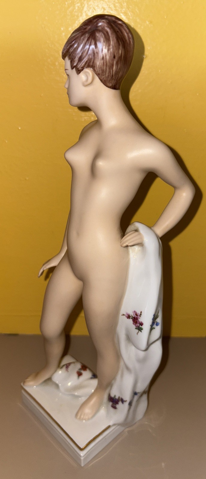 Vtg Royal Dux Czech Porcelain Cernoch Nude Standing Woman with Drape Figurine