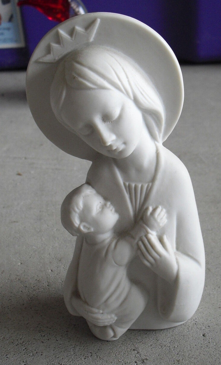 Vintage Porcelain Bisque Sanmyro Japan Mary with Jesus Figurine