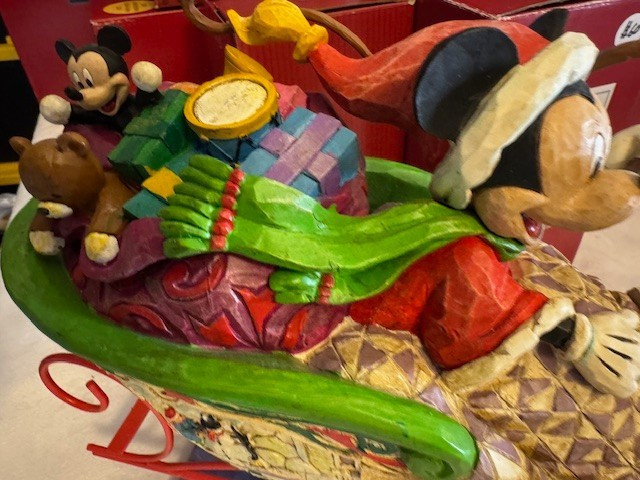 Jim Shore Disney Mickey Pluto Christmas Sleigh Laughing All The Way 4005626