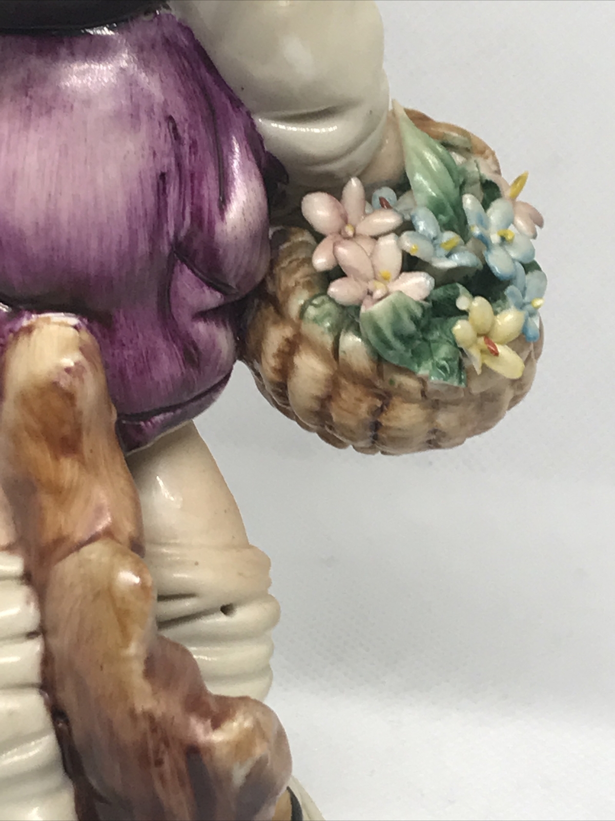 Capodimonte Italian Peasant Girl Carrying Flowers Figurine, 13 1/2″ SIGNED