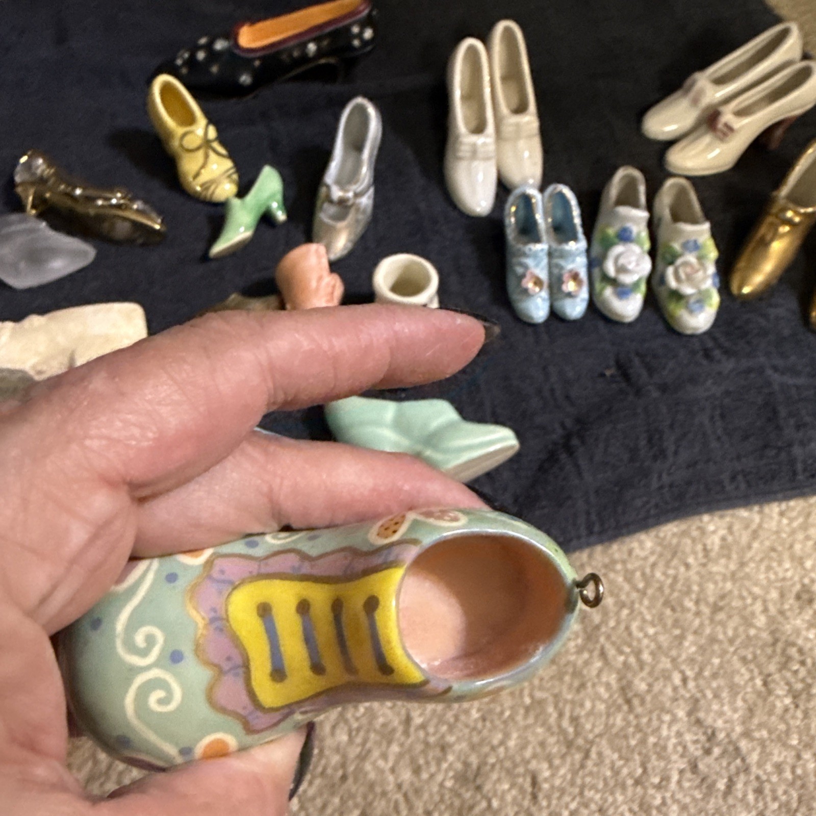 Lot of 24-Vintage Porcelain Mini Shoes ￼ Clog, Boot &More Floral Deco Matashi