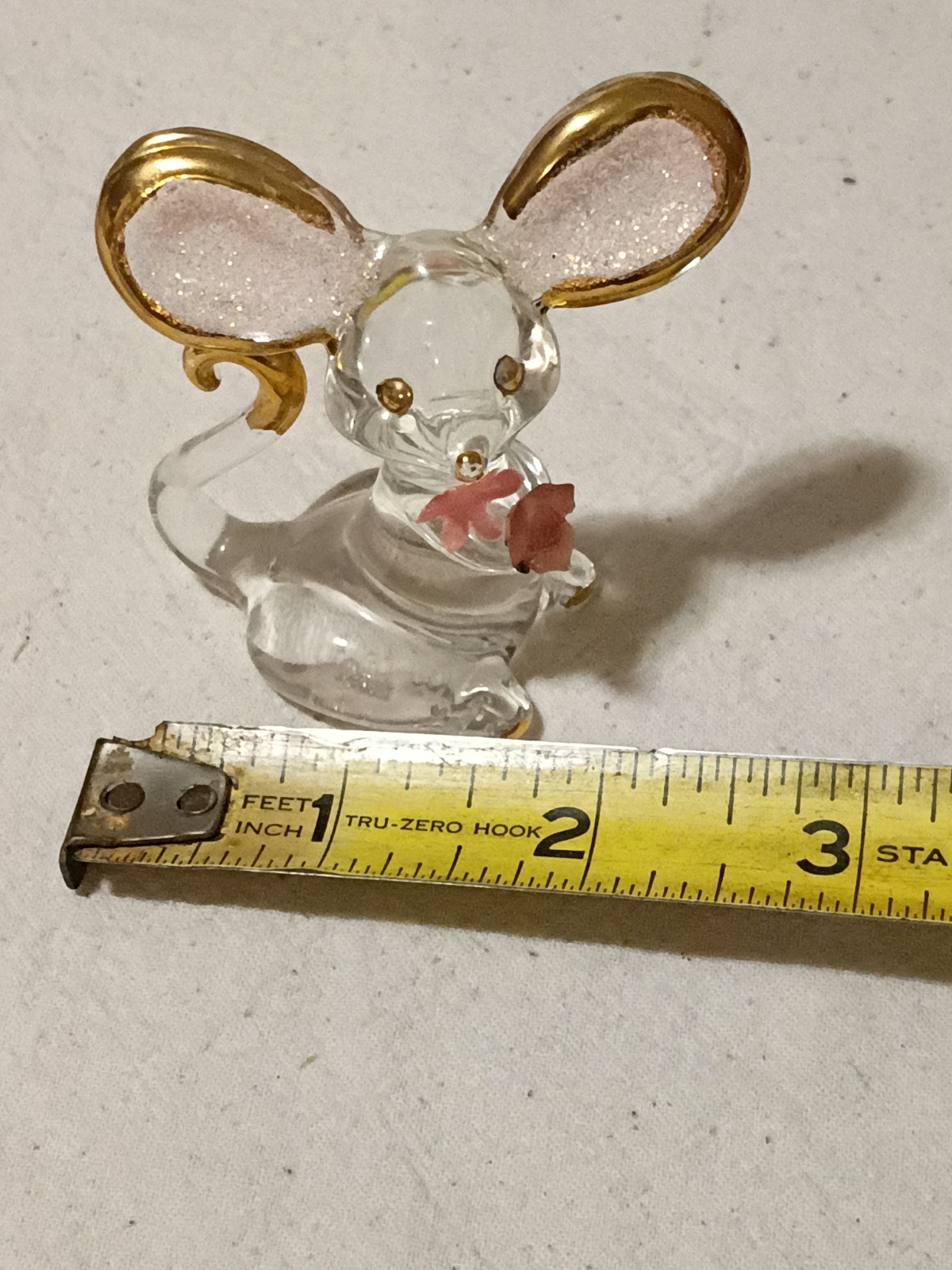 Glass Baron Too Cute Mouse Pink Ears Pink Rose Gold Gilt