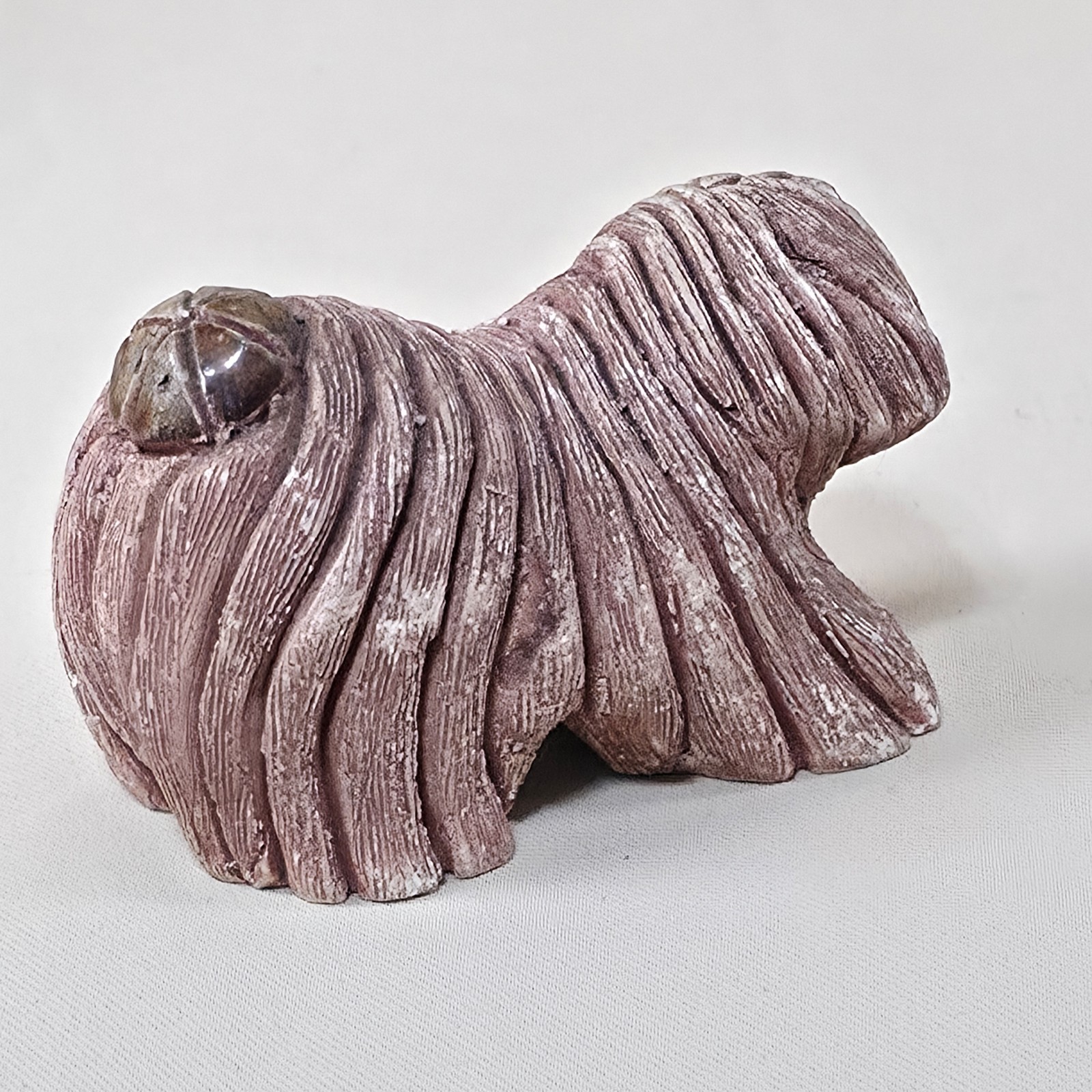 VTG Artesania Rinconada Lhasa Apso Dog Figurine Retired Hand Carved Uruguay Clay