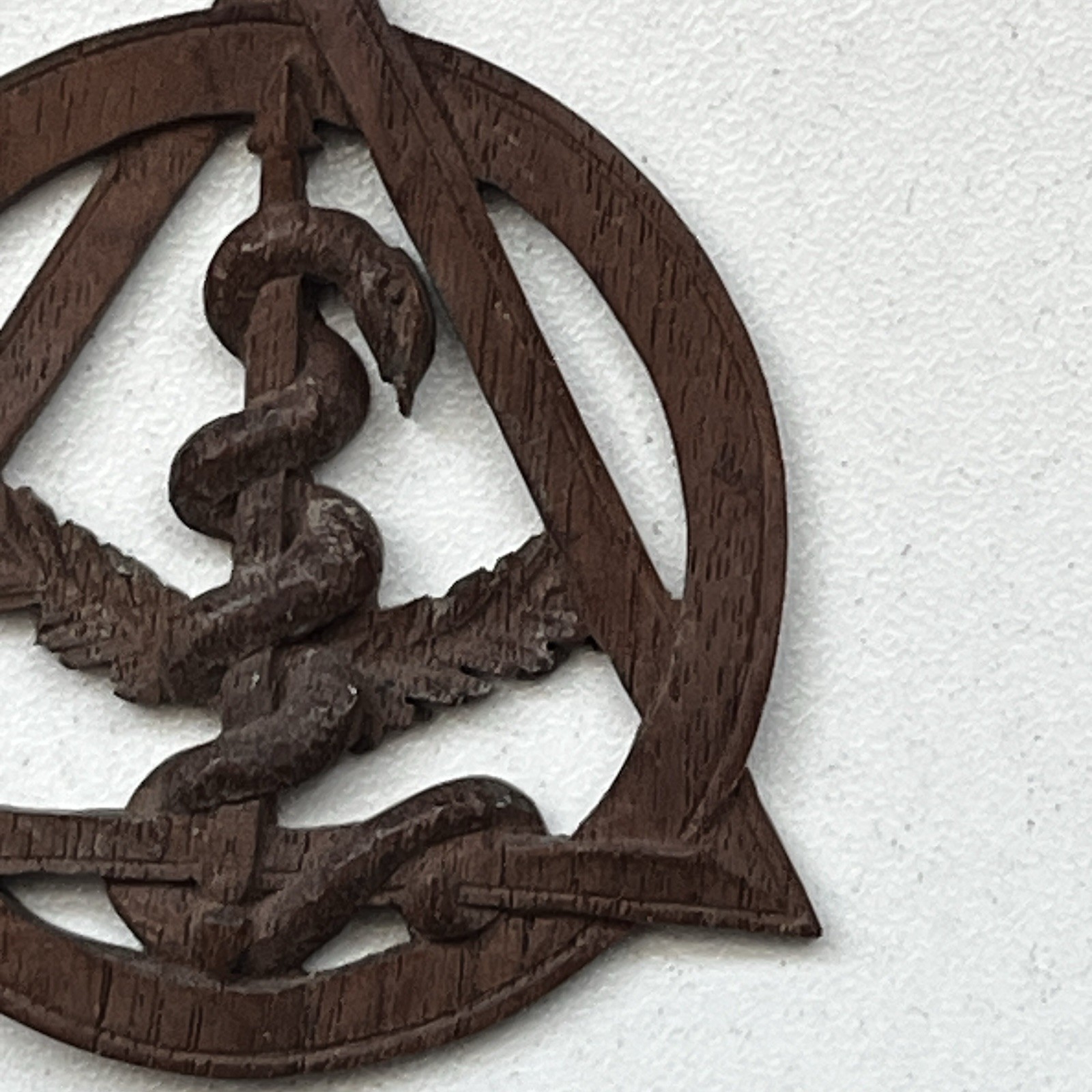 Vintage 2 Inches wooden carved medical Dentistry emblem