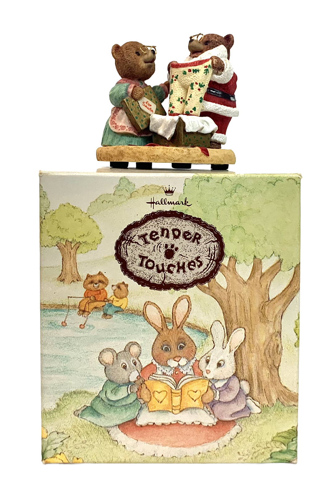 Hallmark Tender Touches Figurine “A Fitting Gift” 1992 QEC6354 Bear Giving Gift