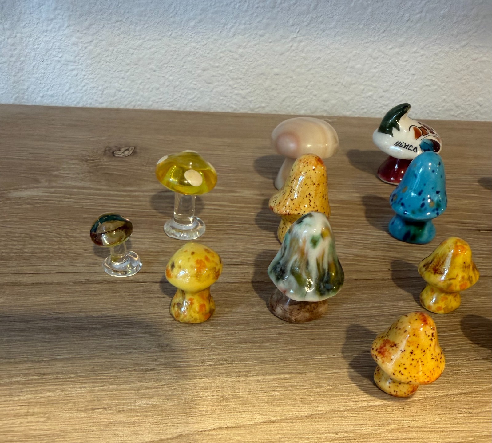 Vintage Lot of 17 MCM Mid Century Miniature Ceramic Stone & Glass Mushrooms