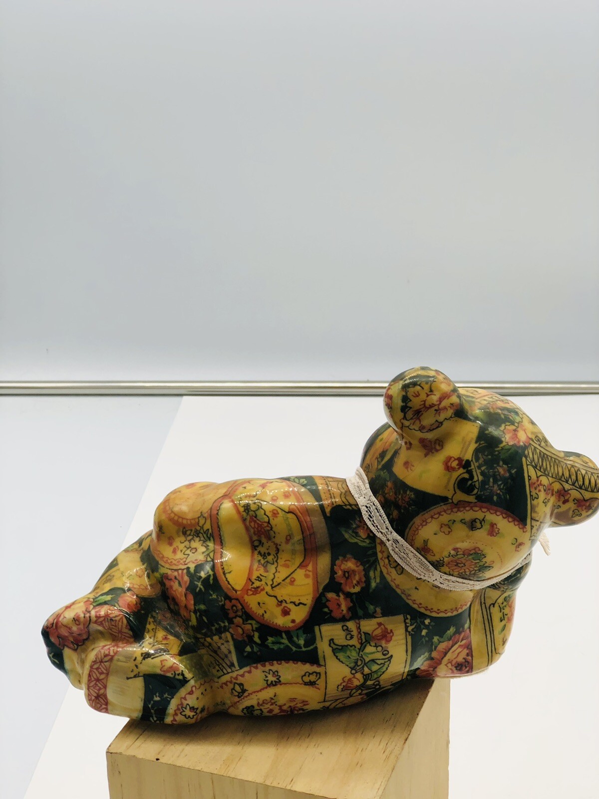 Porcelain Patchworks Floral Teddy Bear *Takin it Easy* by Joan Baker Designs