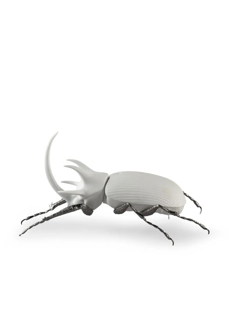 Lladro Rhinoceros Hercules beetle (matte white) 01009479