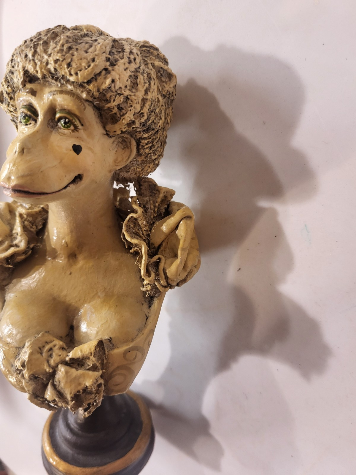 Vintage Pair Whimsical Monkey Lady and Man Busts Thailand Resin Decor
