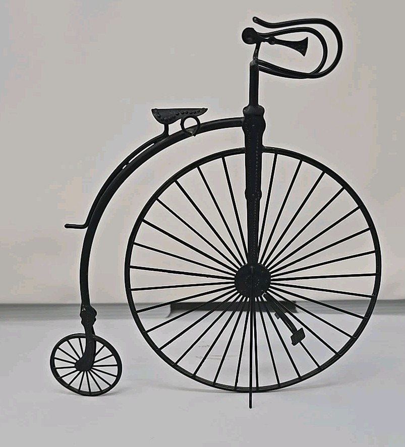 Bike Bicycle High Wheel Wall Hanging Metal Art Decorative With Kick Stand 8.5×8