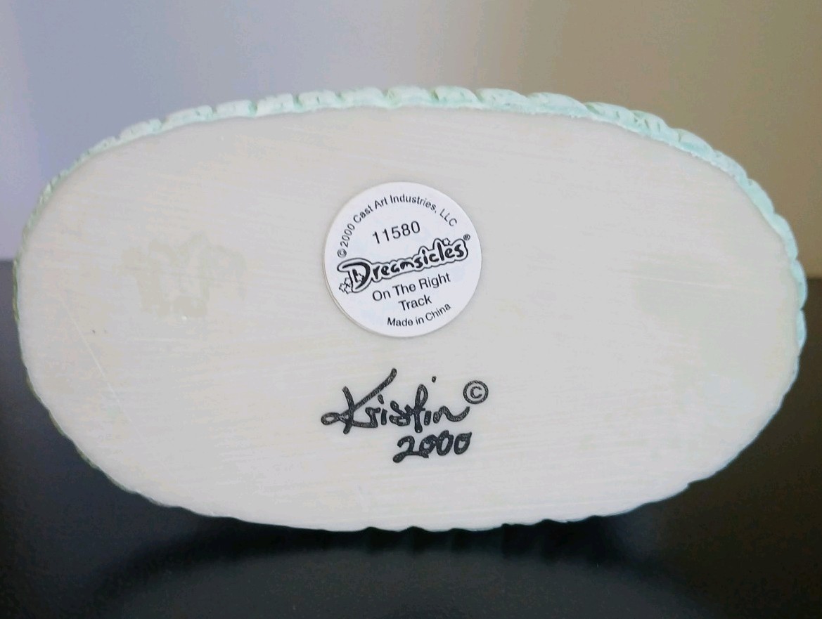 Vintage Dreamsicles “On The Right Track” 2000 Figurine 11580 Signed White Multi