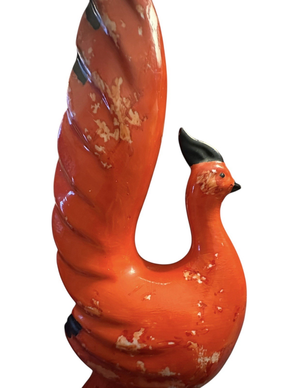 VTG Mid Century Modern Chase Phoenix Or FireBird Figurine Red Orange Glaze Japan