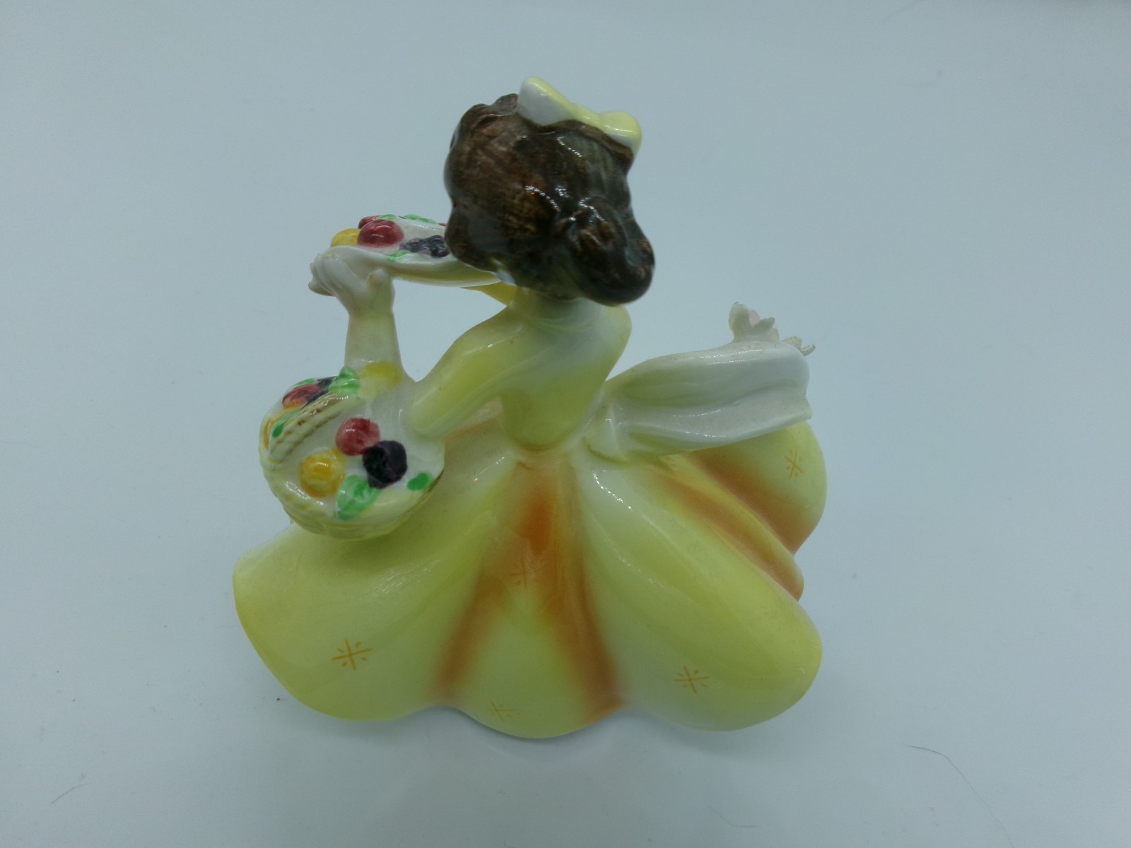 Vtg Lefton Japan November Birthday Girl Figurine Applied Flowers-BEAUTIFUL