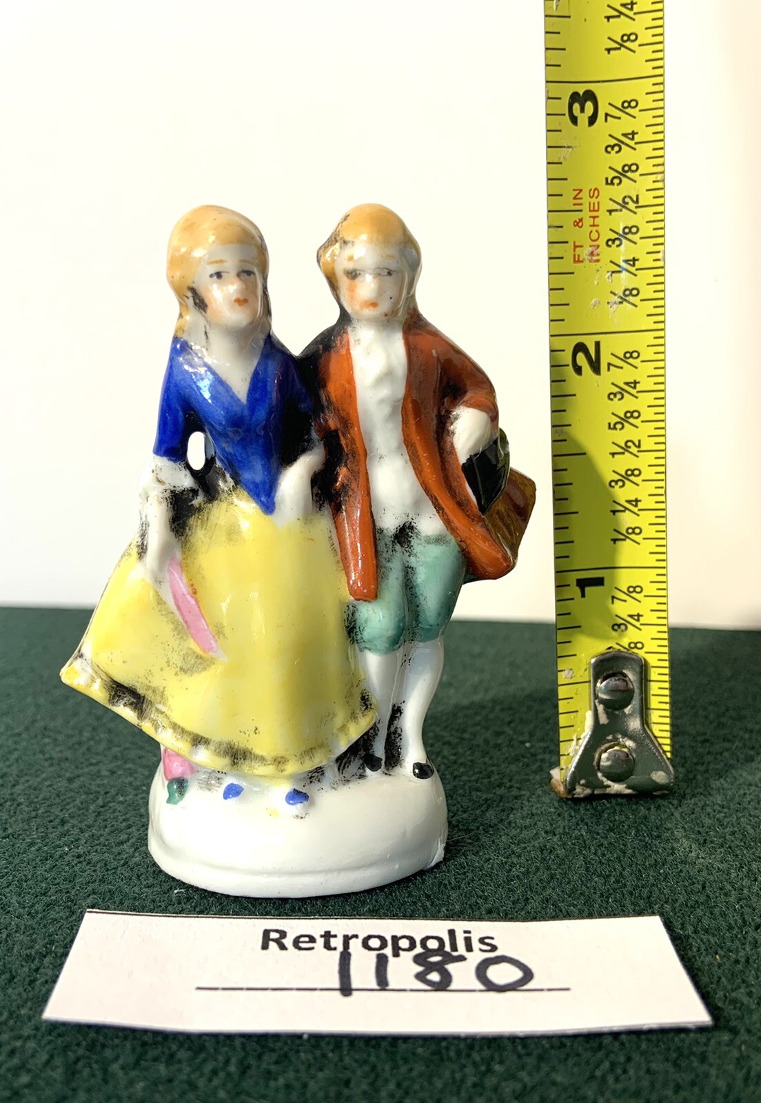 Porcelain Colonial Couple Figurine Dandy Man Red Jacket Germany Vintage
