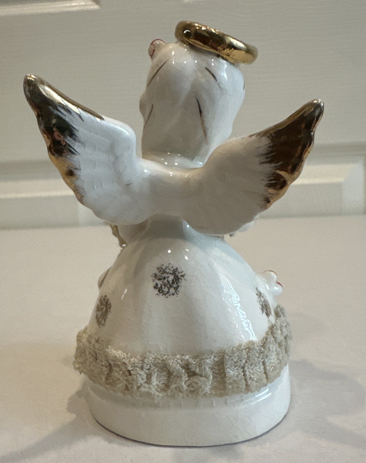 Vintage ART December Birthday Angel With Christmas Wreath Japan