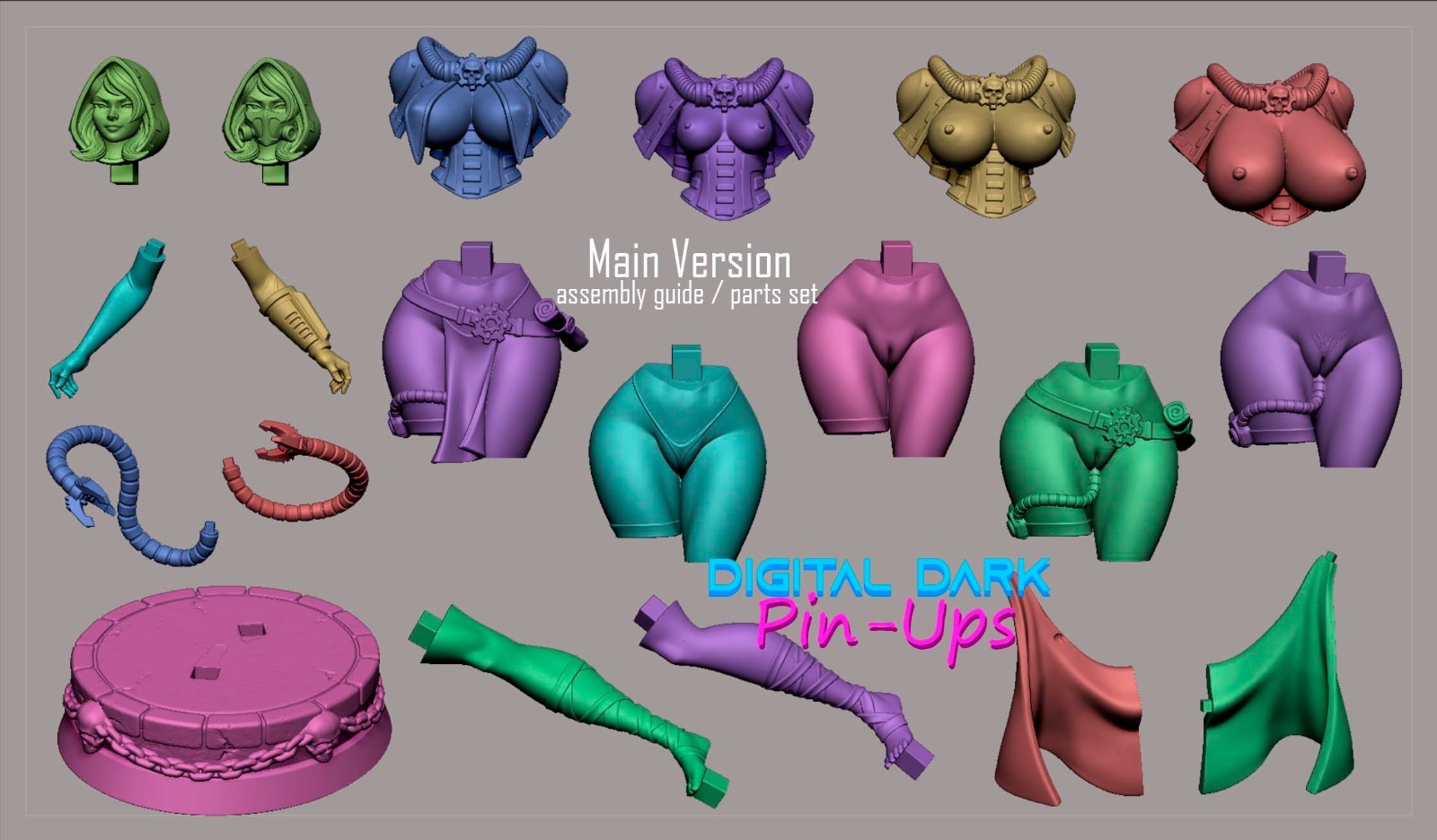 Digital Dark Pin-Ups NSFW : Female Tech Priest – Resin (1:4-1:24 scale) Figure