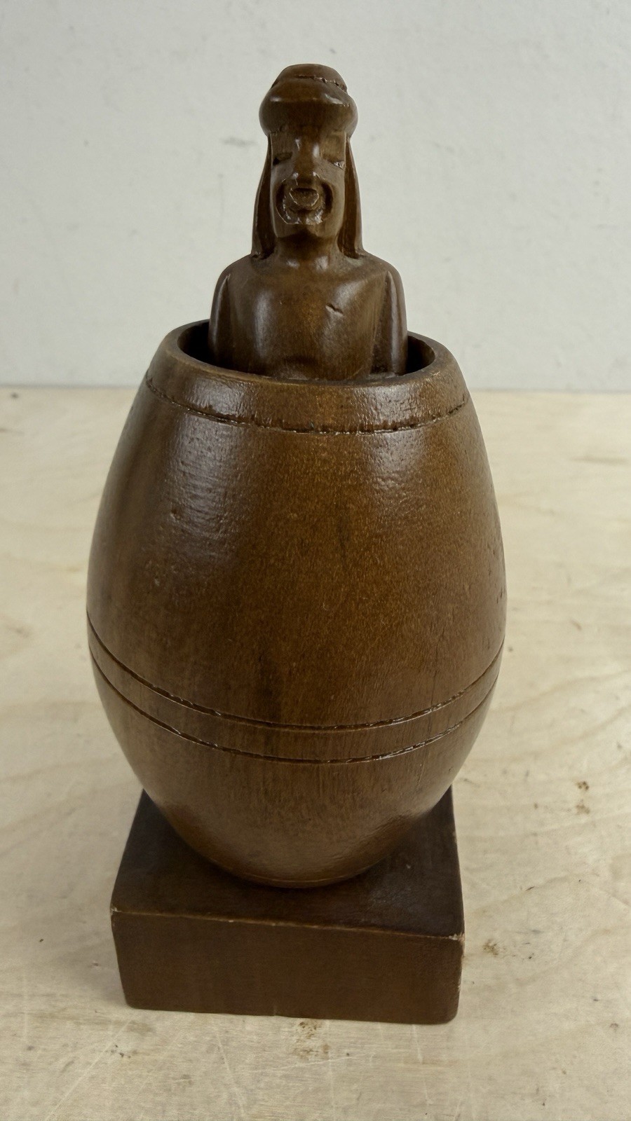 Hand Carved Wooden Barrel Man Figurine Adult Gag Gift Novelty Souvenir Got Wood