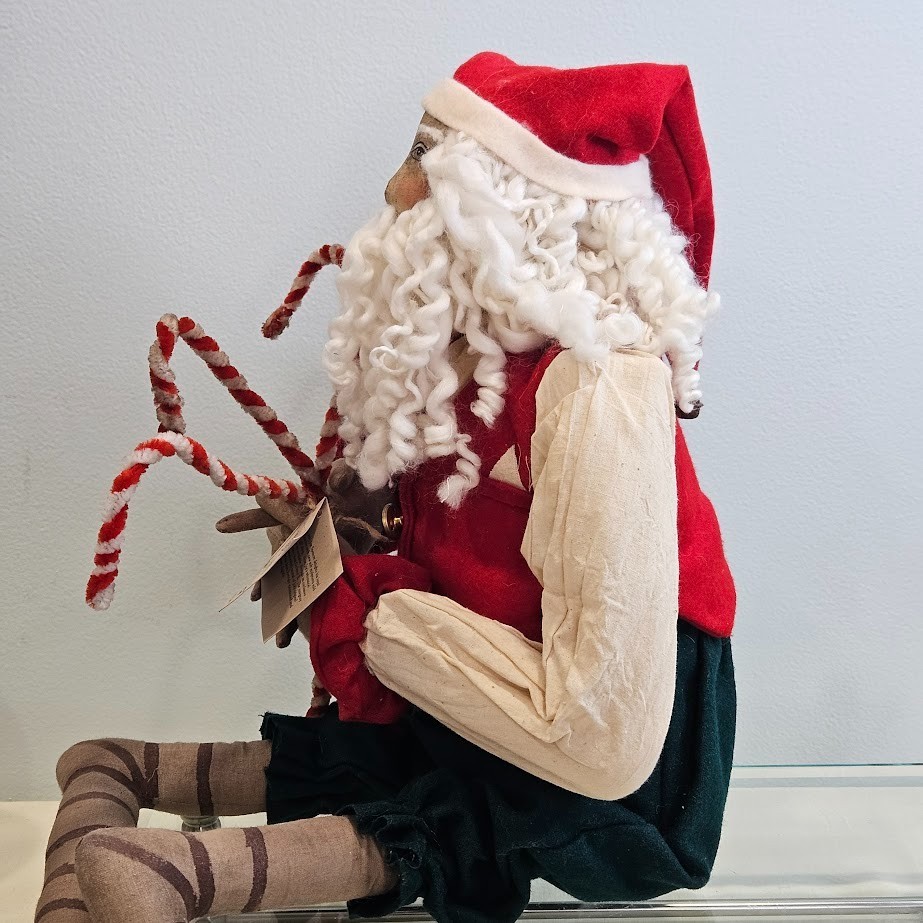 Joe Spencer Gathered Traditions Candy Cane Santa Claus Figure with Original Tag