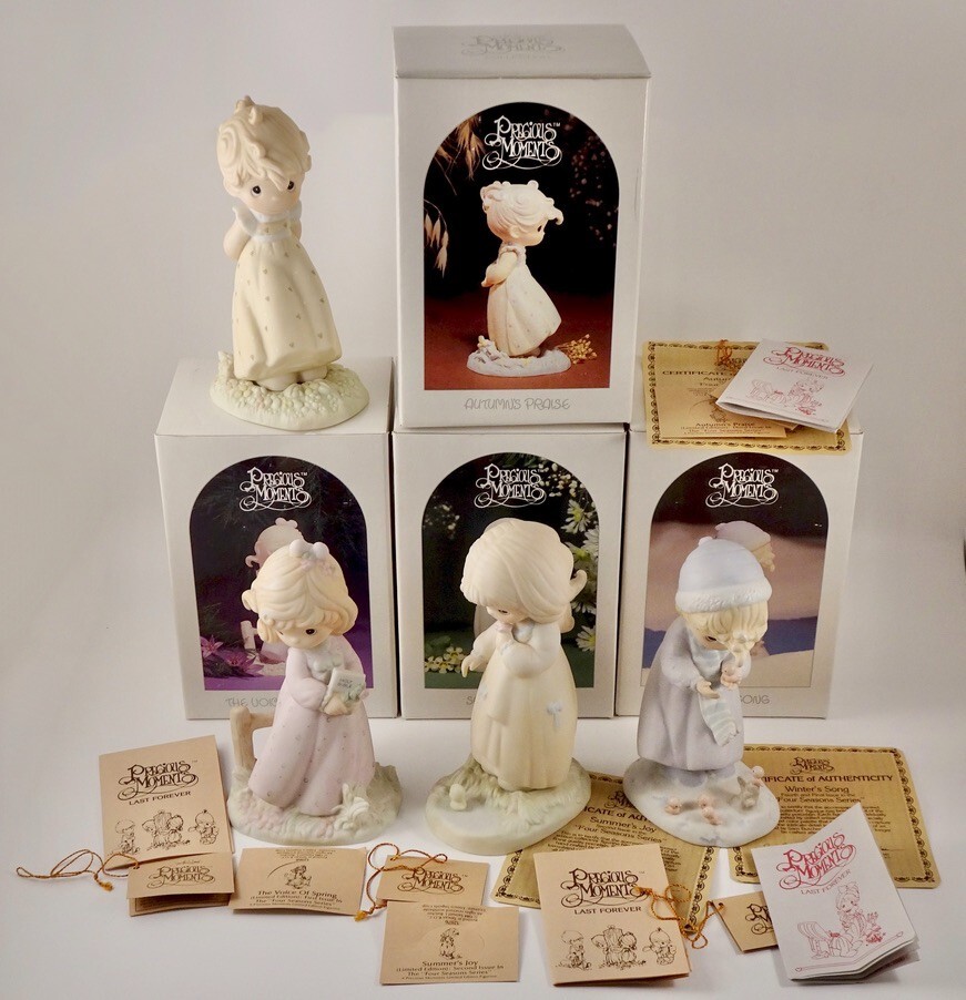 1984 Precious Moments Four Seasons Series 12068 12076 12084 12092 Includes COA’s