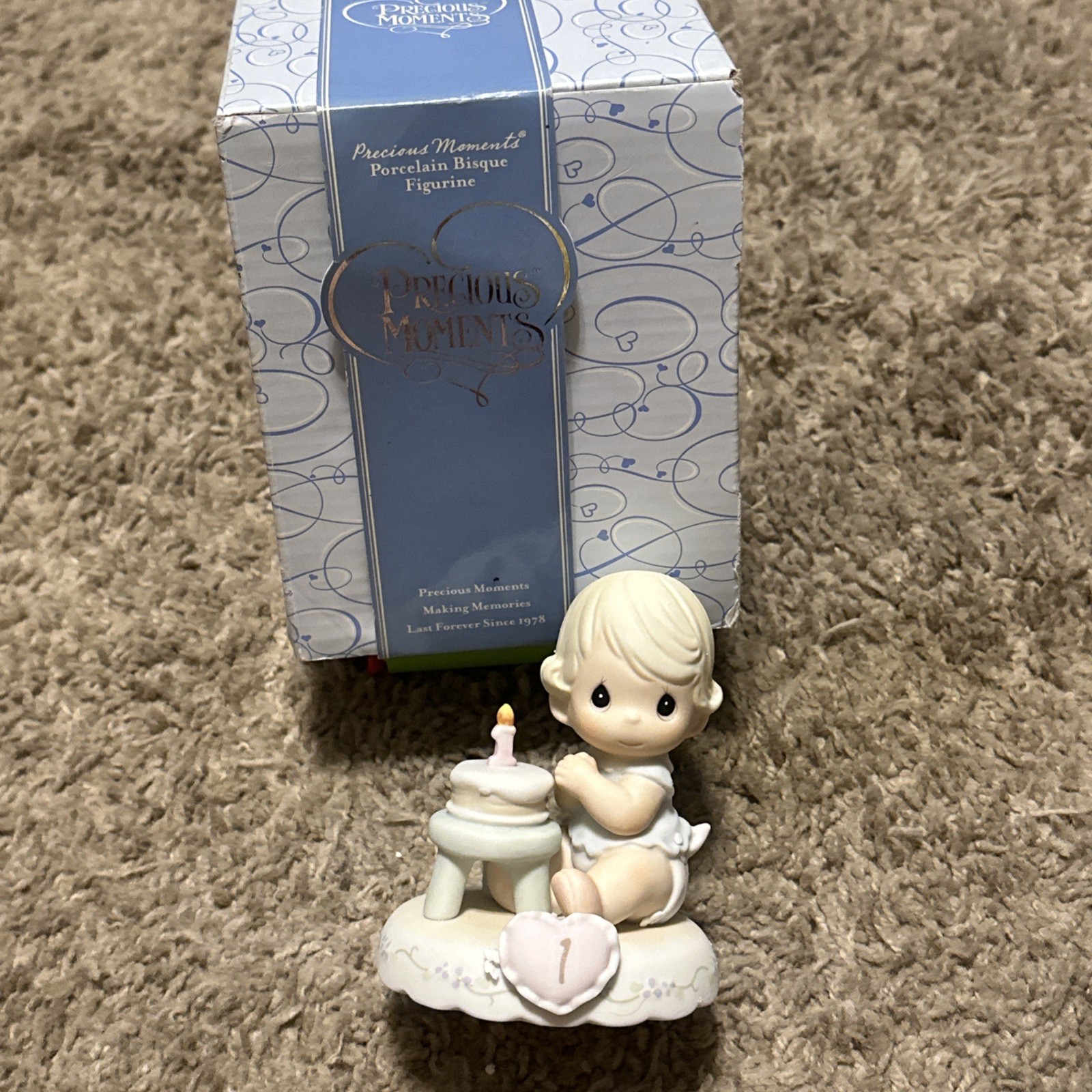 Precious Moments Enesco Baby Girl First Birthday Cake #1 Porcelain Figurine