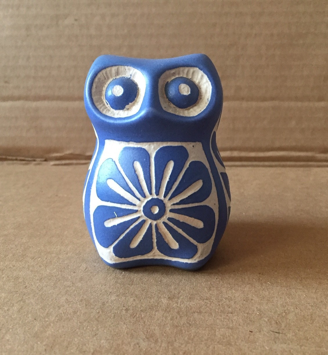 Vintage Ceramic Pablo Zabal Owl Figurine Blue Ceramic Folk Art Chile 3 x 2″