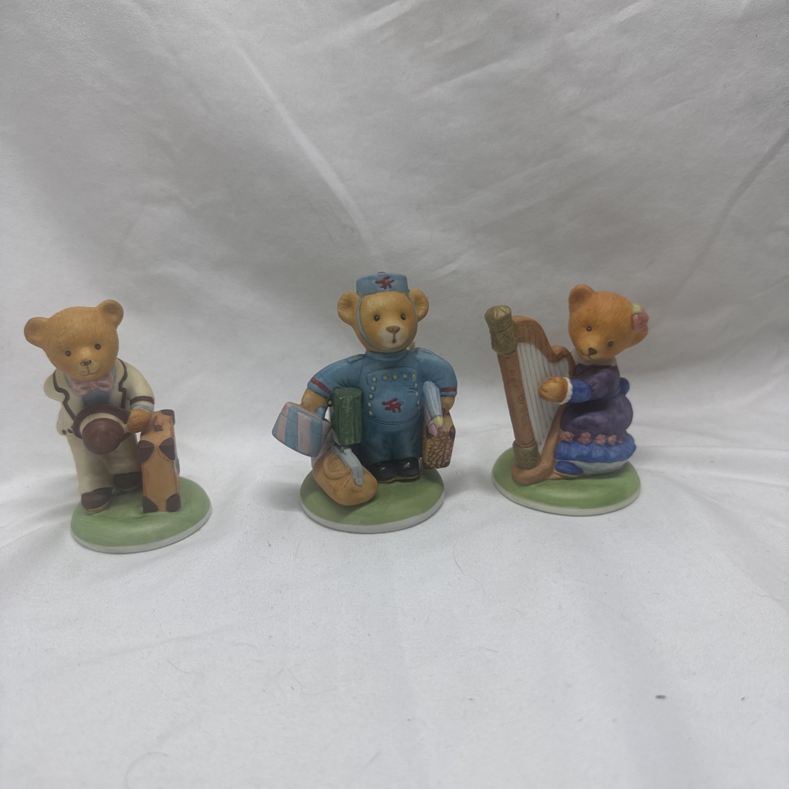 Franklin Mint Hotel Teddington Lot Of 9 Bear Figurines Porcelain ( A )