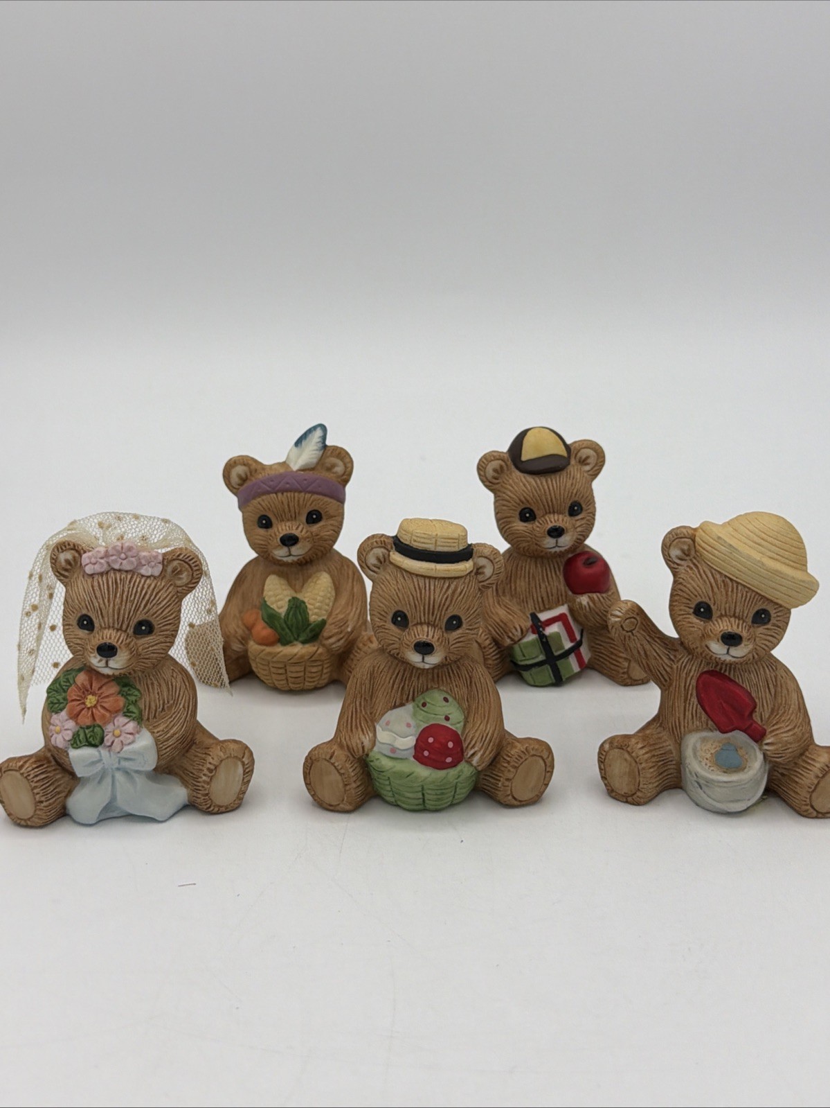 Homco Bears Set of 5 #1413 Figurines Teddy Bear Free Ship