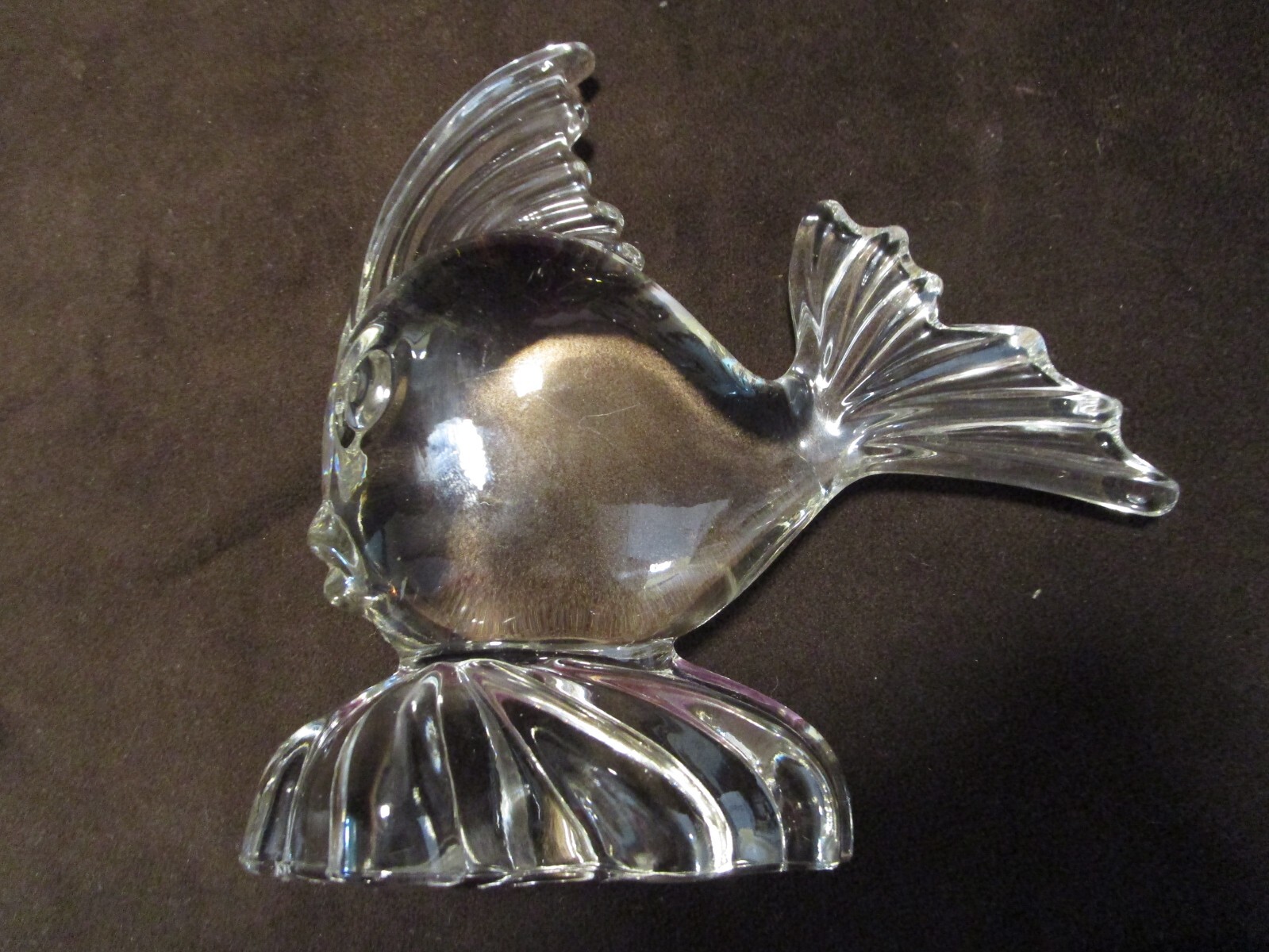 Vintage MCM Viking Glass ANGEL FISH Clear Figurine #1301 Epic Line 1960s