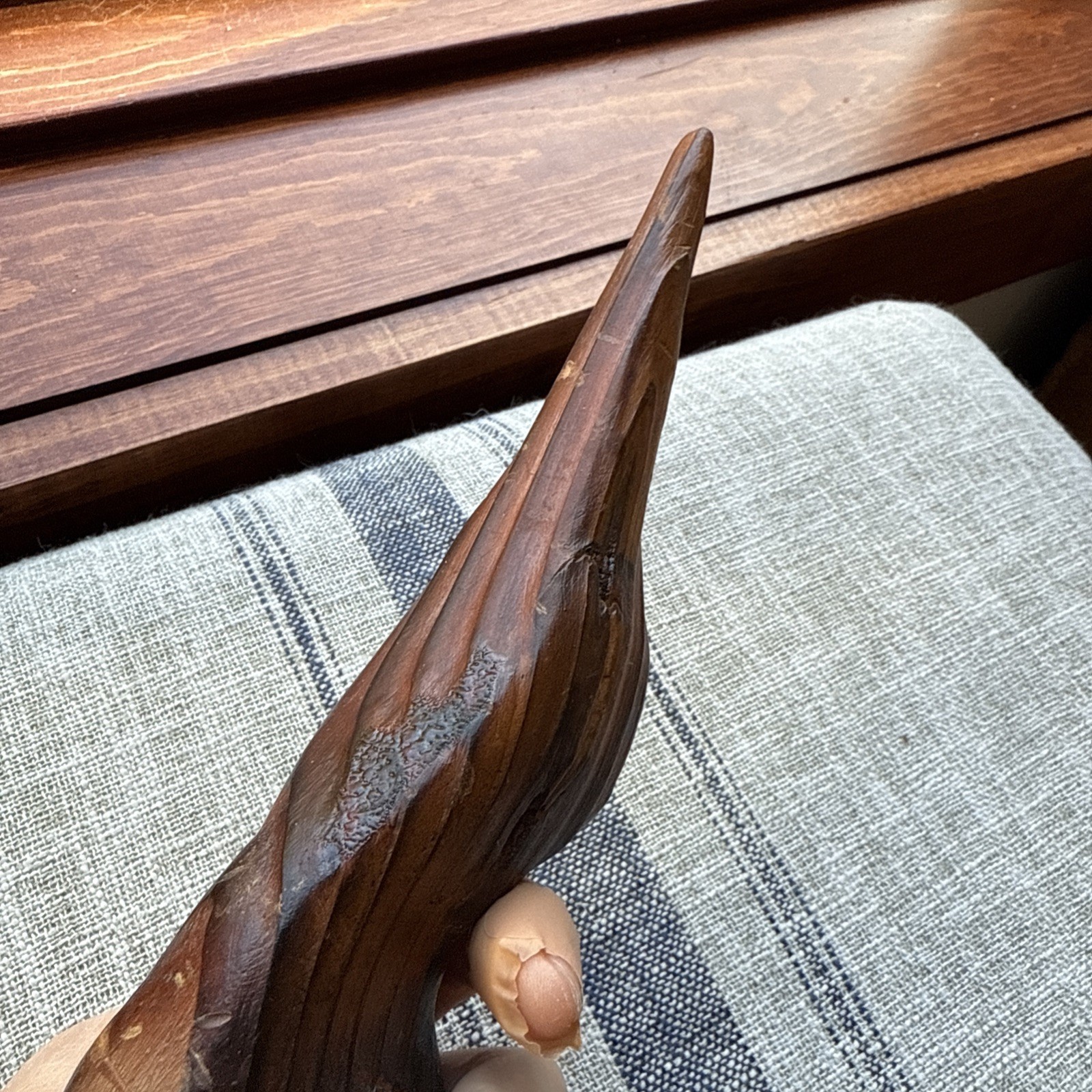 Vtg Mid Century Crane Egret Teak Wood Abstract Art Sculpture Modern Set Signed