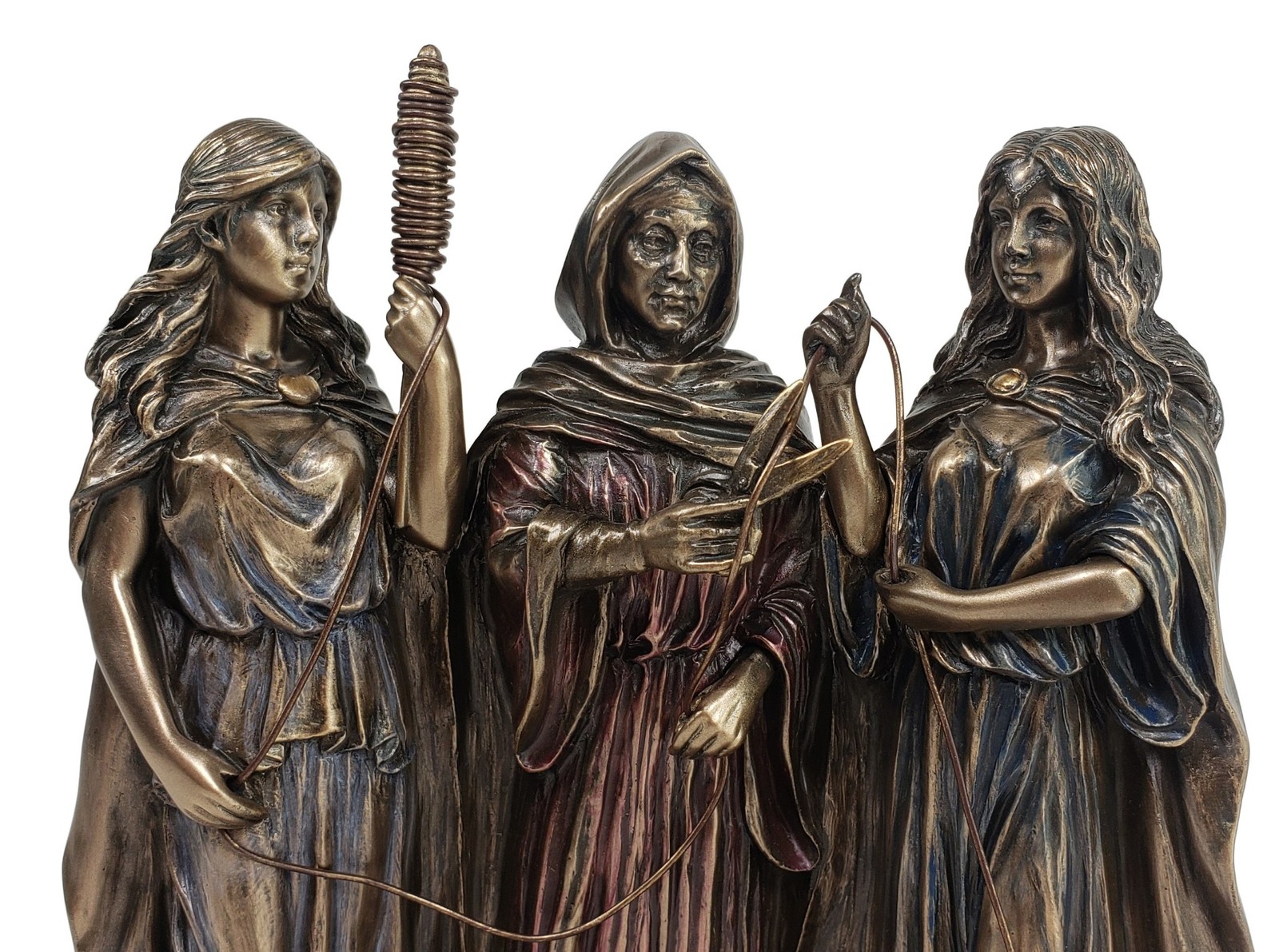 7″ 3 Sisters of Fate Greek Mythology Bronze Color Statue Clotho Atropos Lachesis