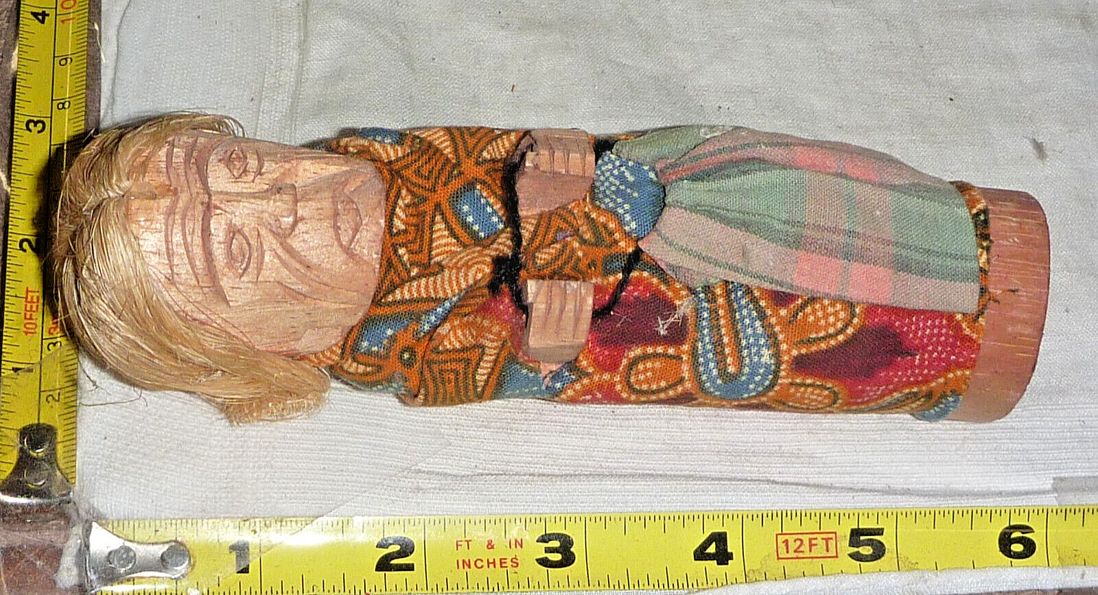 Vtg Hand Made Wood Asian Woman Figurine/DOLL – Free Standing ~6” High