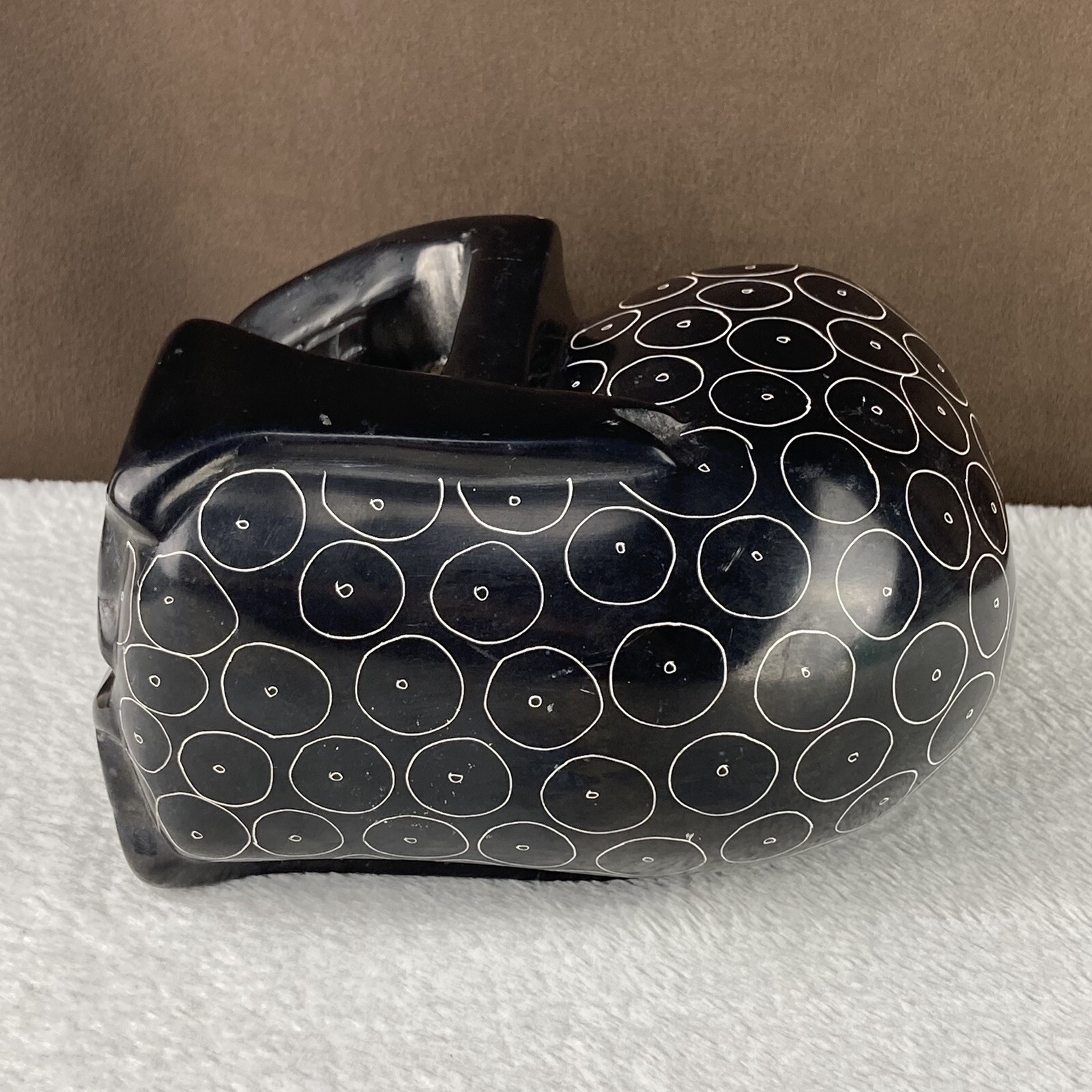 RARE! Vtg Folk Art Studio Ceramic Pottery Black Skull Heavy Display Sculpture