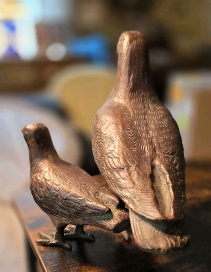 Pair (2) Andrea By Sadek Ceramic Textured Brown Bronze Finish Dove Birds – China