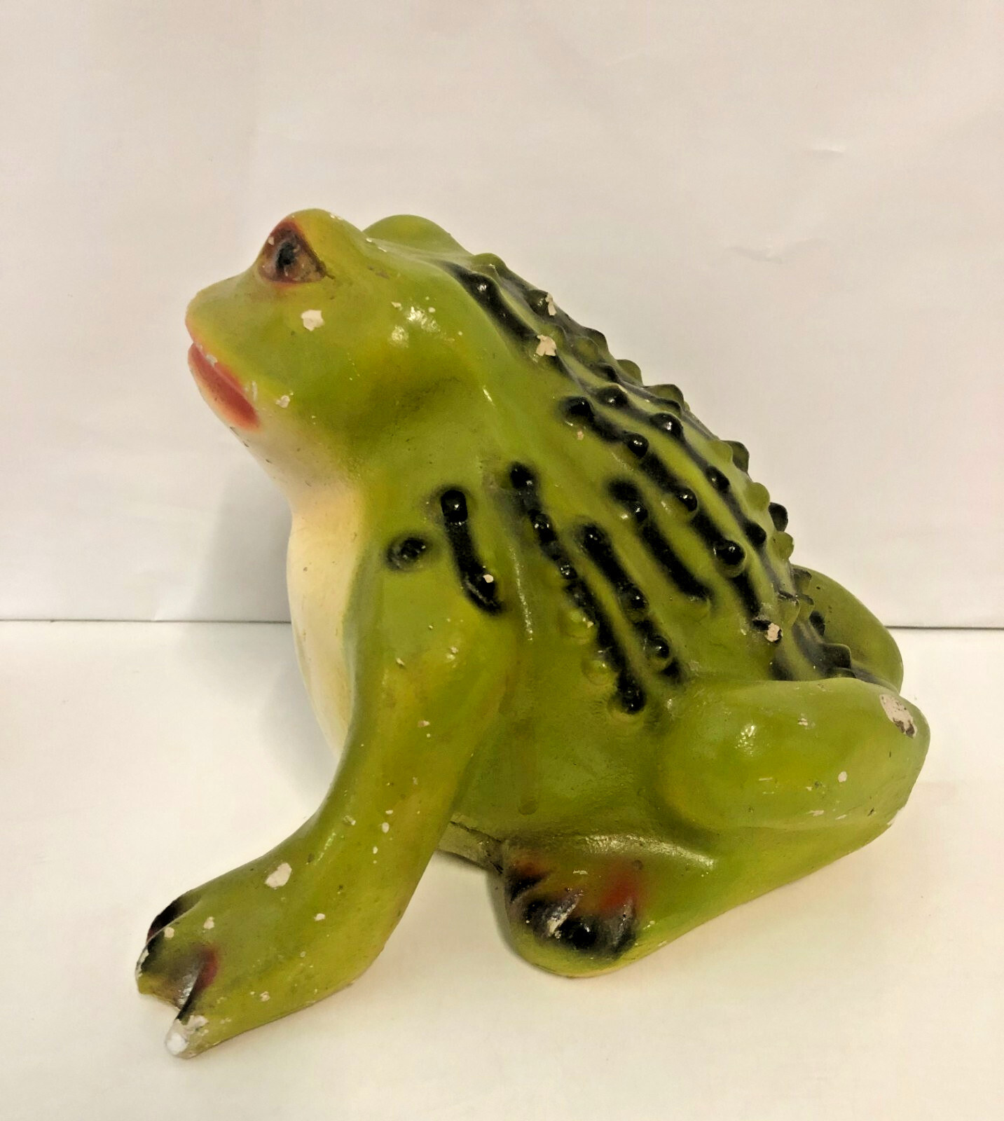 Vintage Bull Frog Chalkware Plaster Figure made in Mexico Unique Collectible