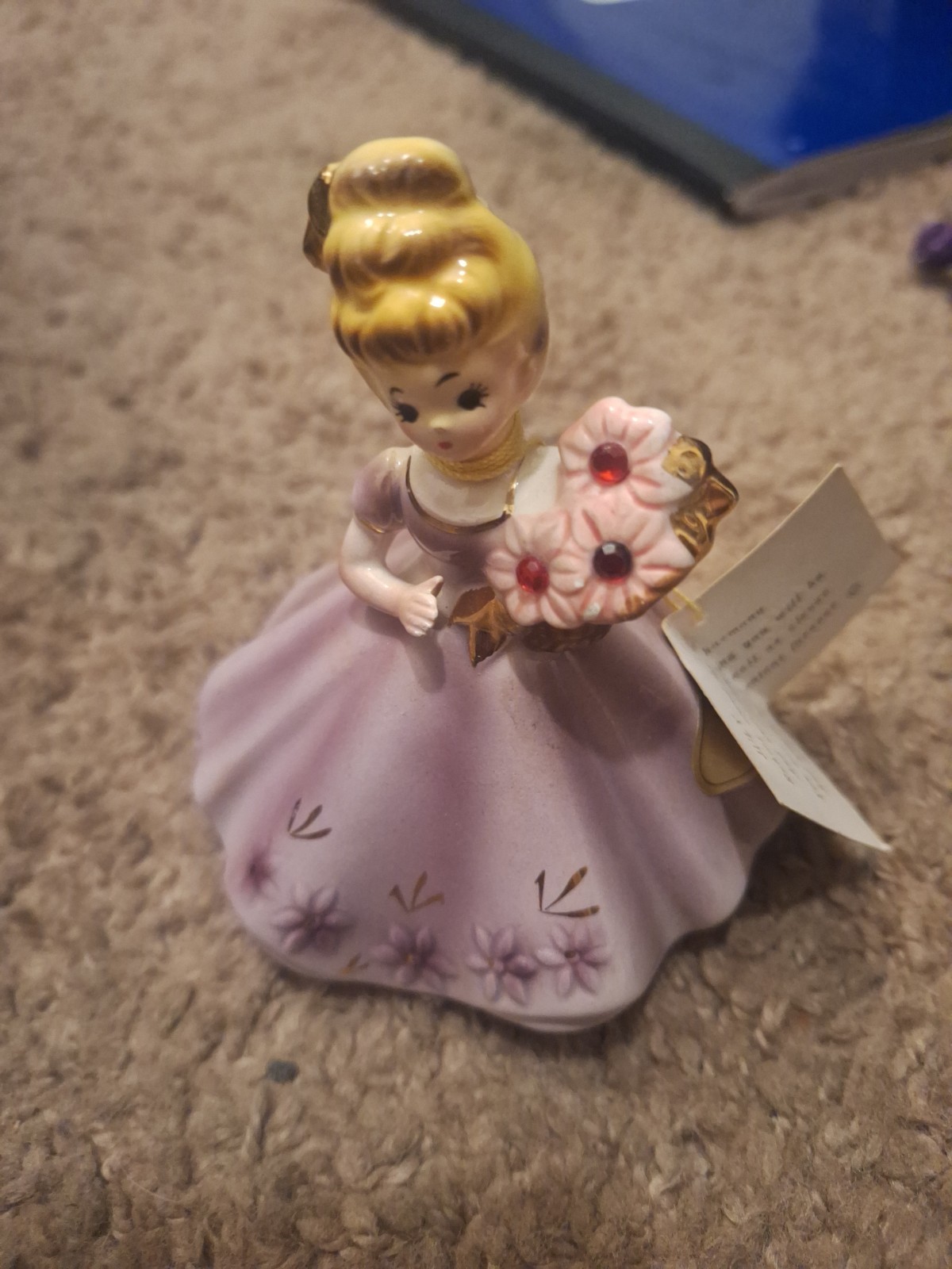 Vintage Joseph Originals February Amethyst Figurine Girl Purple Japan 4”