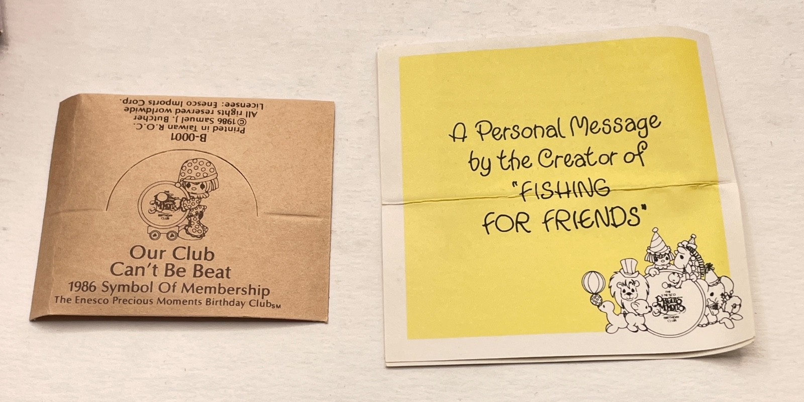1986 Precious Moments Figurine – Raccoon – Fishing For Friends – Boxed