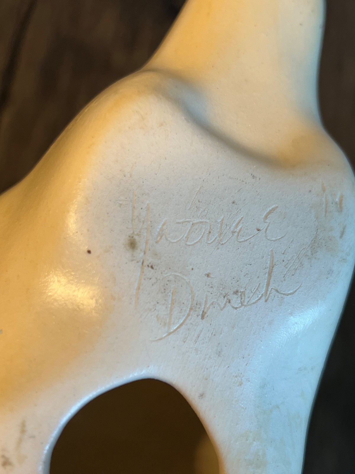 Vintage navajp Ceramic Steer Skull Wall Decor Signed Yazzie Dineh Sgraffito Art